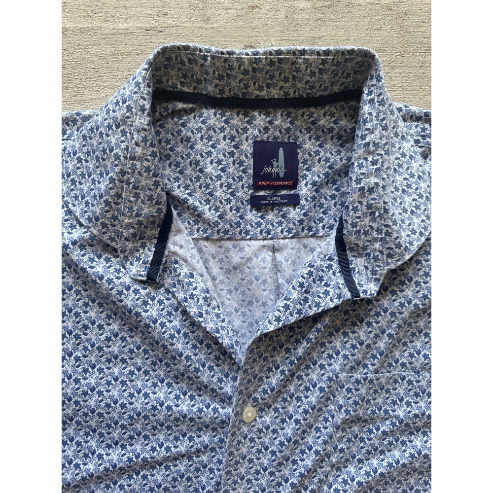 Johnnie-O Floral Performance Polo Men's XLarge Blue White Golf Shirt - Picture 10 of 11
